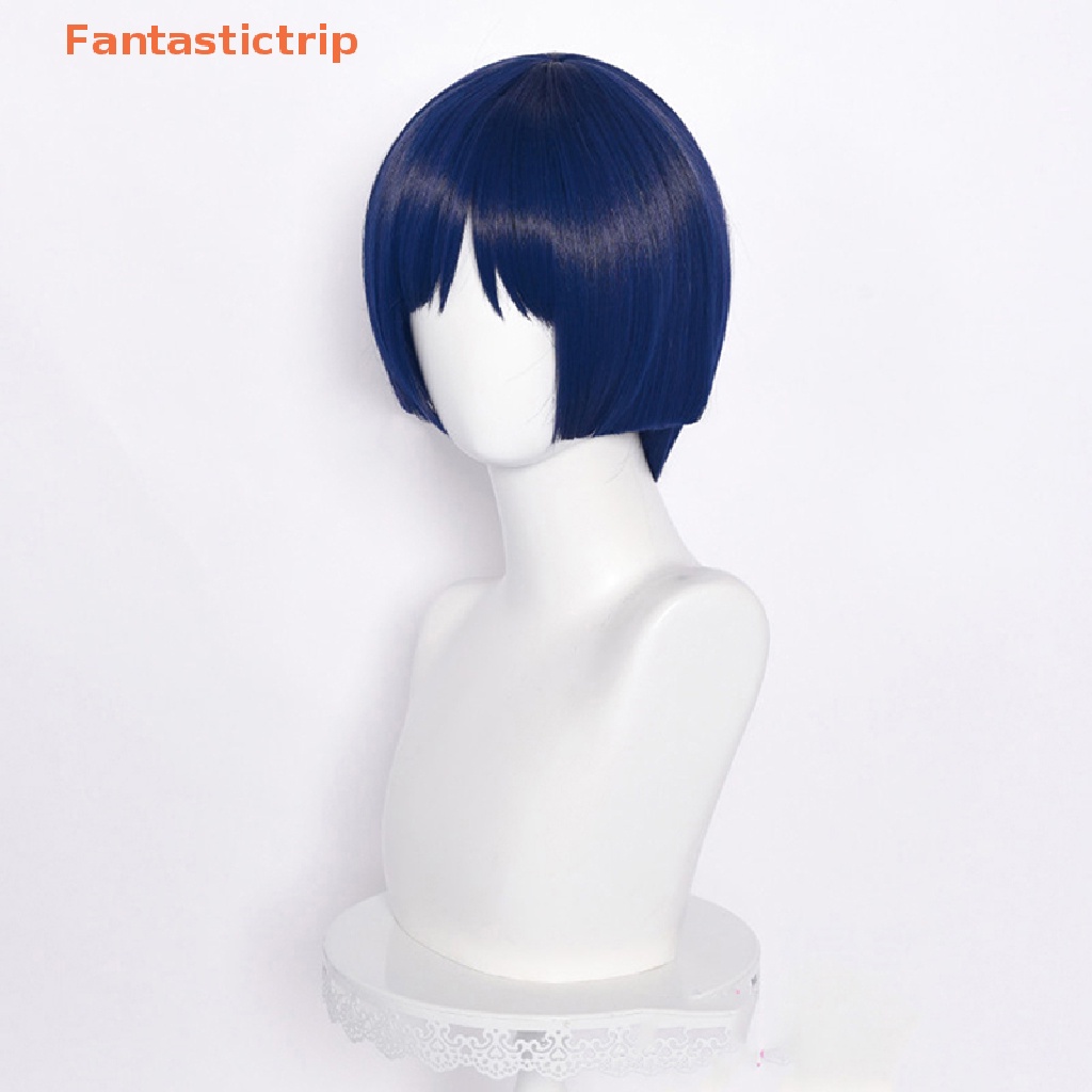 Fantastictrip Genshin Impact คอสเพลย์ Scaramouche วิกผมสีฟ้า วิกผมคอสเพลย์ อะนิเมะ วิกผมฮาโลวีน แฟชั่น
