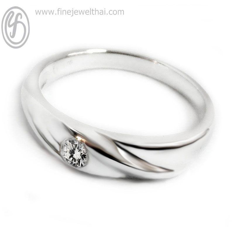 Finejewelthai แหวนคู่ เงินแท้ ฝังเพชรแท้ พร้อมใบรับรอง Diamond Silver Ring - Diamond_Gift_Set17