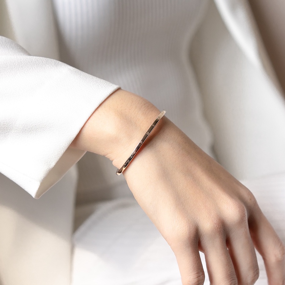 Harmenstone - กำไลข้อมือพระแม่ลักษมี สลักยันต์ - The Lakshmi Cuff I Pink Gold