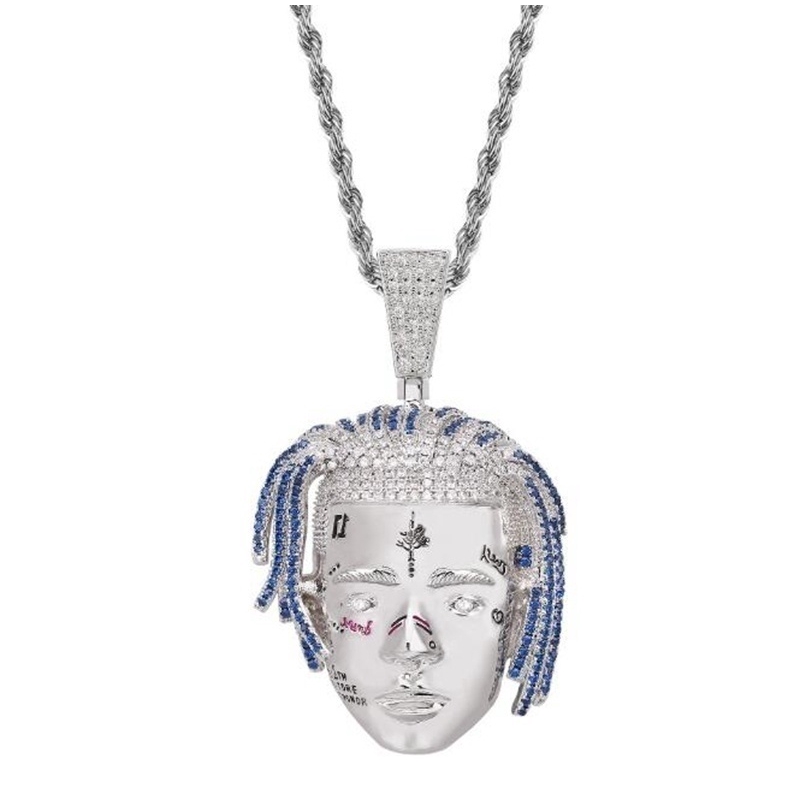 Hip Hop Style Gold Face Pendant Necklace for Men