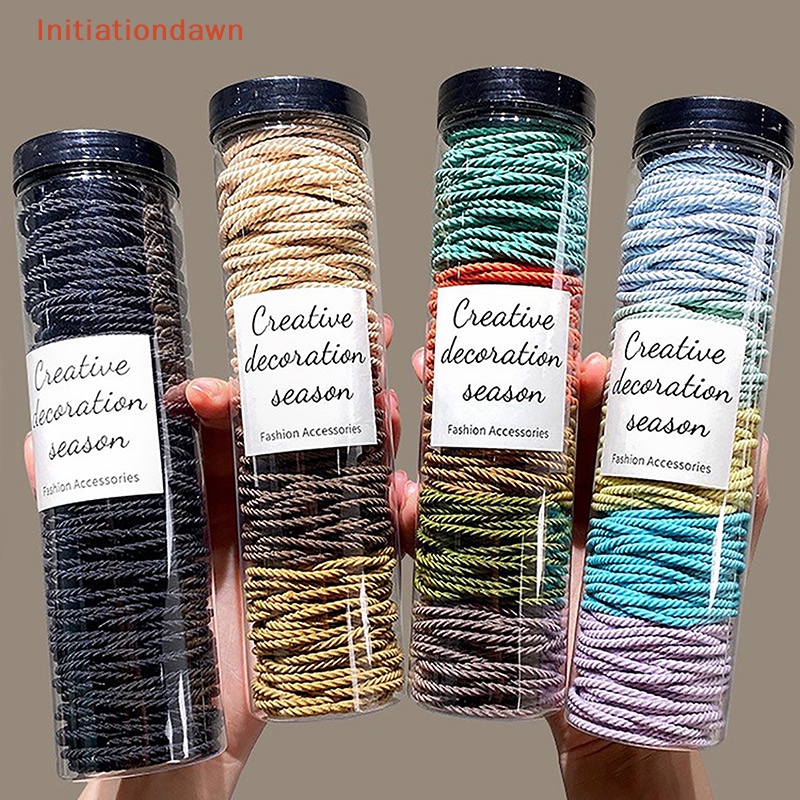 [Initiationdawn] ยางรัดผม แบบยืดหยุ่น สีพื้น สําหรับเด็กผู้หญิง 100 ชิ้น ต่อล็อต