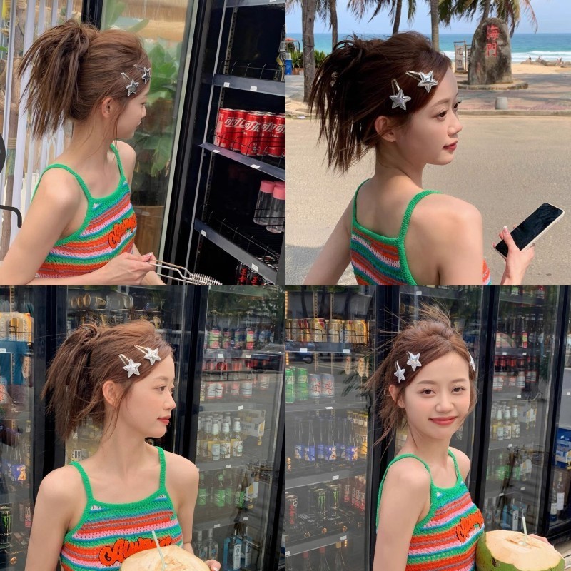Ins กิ๊บติดผม รูปดาวห้าแฉก น่ารัก สีเงิน สําหรับผู้หญิง y2k