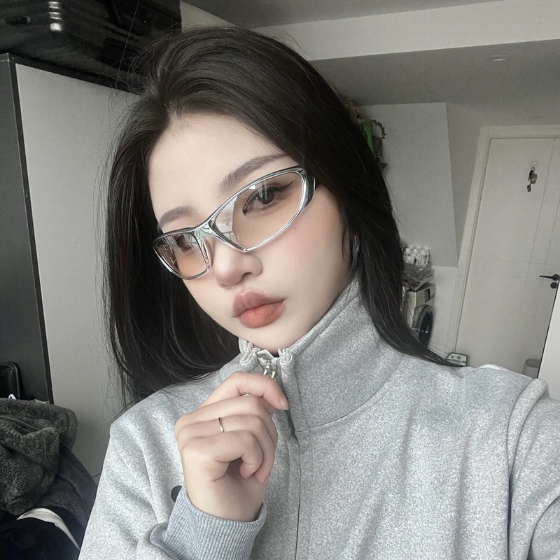 (JIUERBA) Y2k แว่นกันแดด สีม่วง เทคโนโลยีอนาคต กลวง สําหรับผู้หญิง