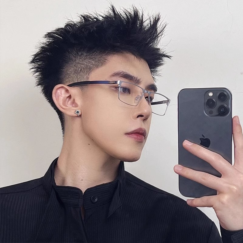 Jojo COCO บุคลิกภาพฮิปฮอป แปดแฉก ดาว สีดํา เพทาย แม่เหล็ก ต่างหู สําหรับผู้ชาย และผู้หญิง