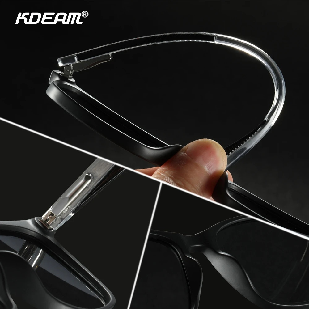 KDEAM แว่นตากันแดด Polarized TR90 กรอบสเตนเลส ทรงสี่เหลี่ยม สําหรับผู้ชาย