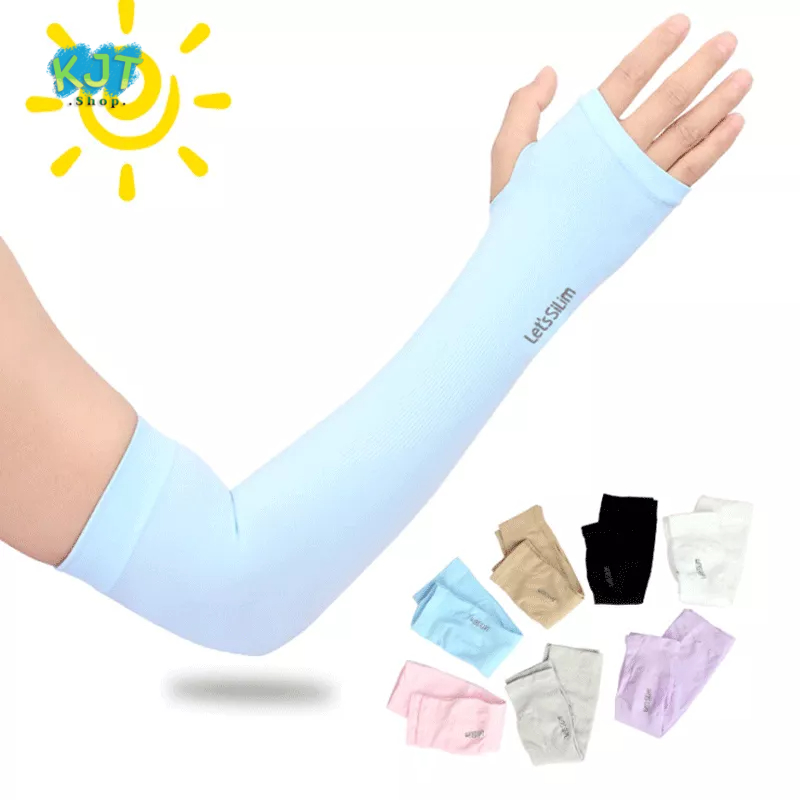 KJT  พร้อมส่ง ปลอกแขนกันแดด   กัน UV  ปลอกแขนแบบสวมนิ้ว   กันแดด กันแสง Let