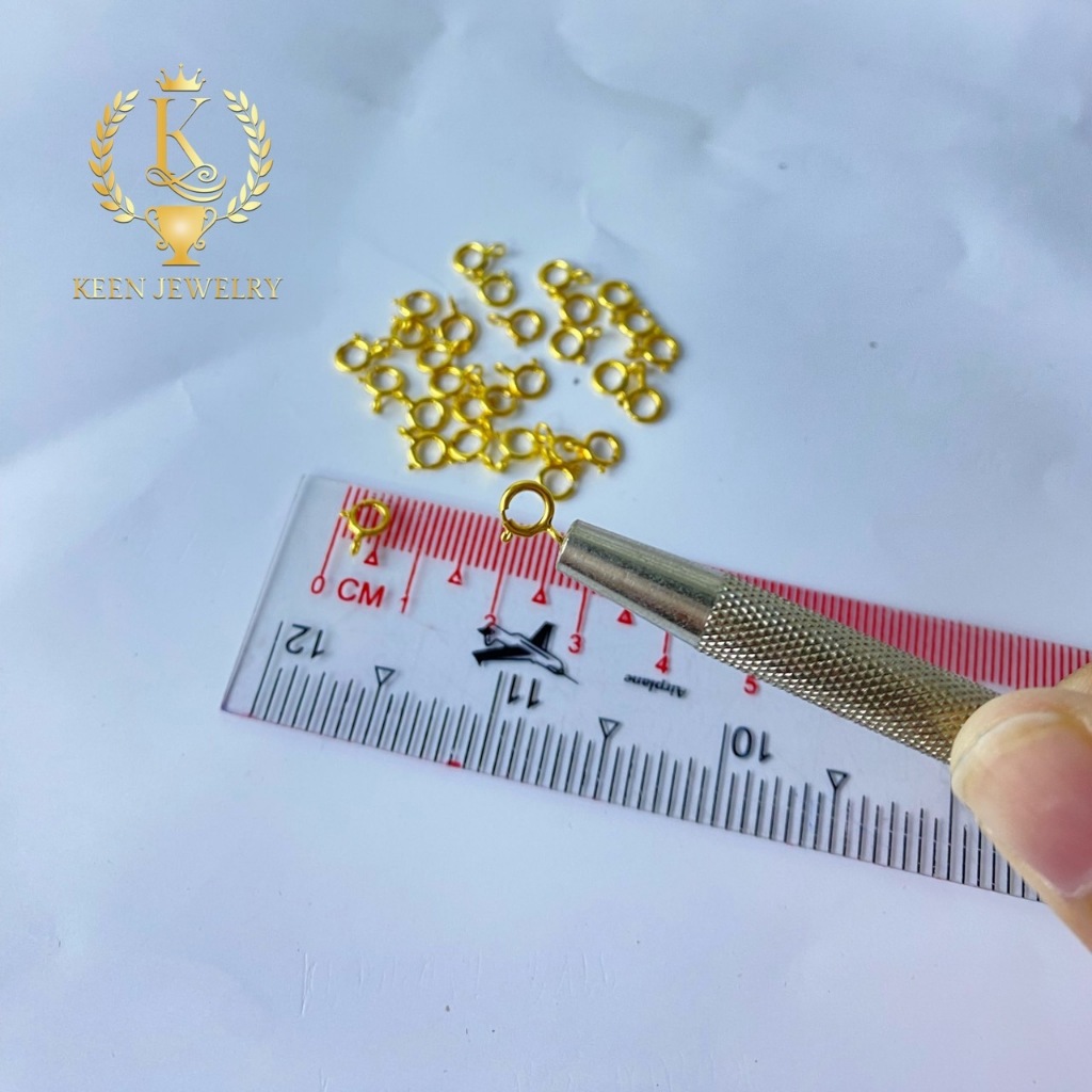 Keen jewelry ตะขอสปริงกลม 5 มิล ตะขอ สร้อย ตะขอทองแท้ 9K 37.5% อิตาลี่ น้ำหนัก 0.07 กรัม