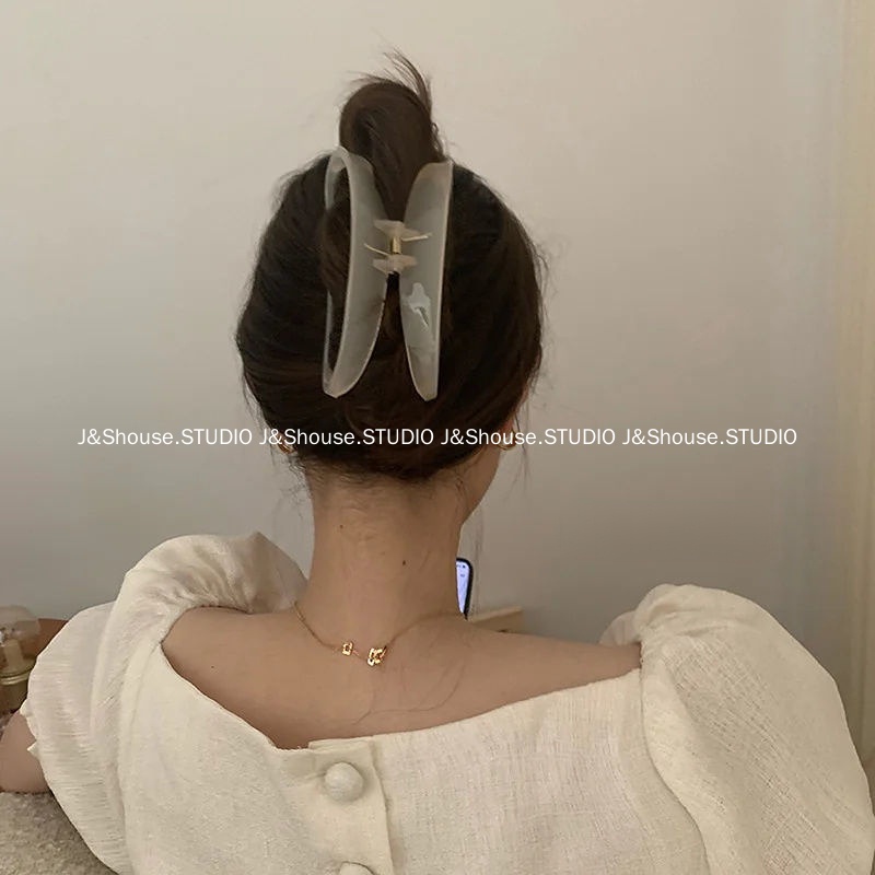 Kf562 กิ๊บติดผมอะคริลิค รูปดวงจันทร์ ขนาดใหญ่ 13 ซม. สไตล์เกาหลี สําหรับผู้หญิง