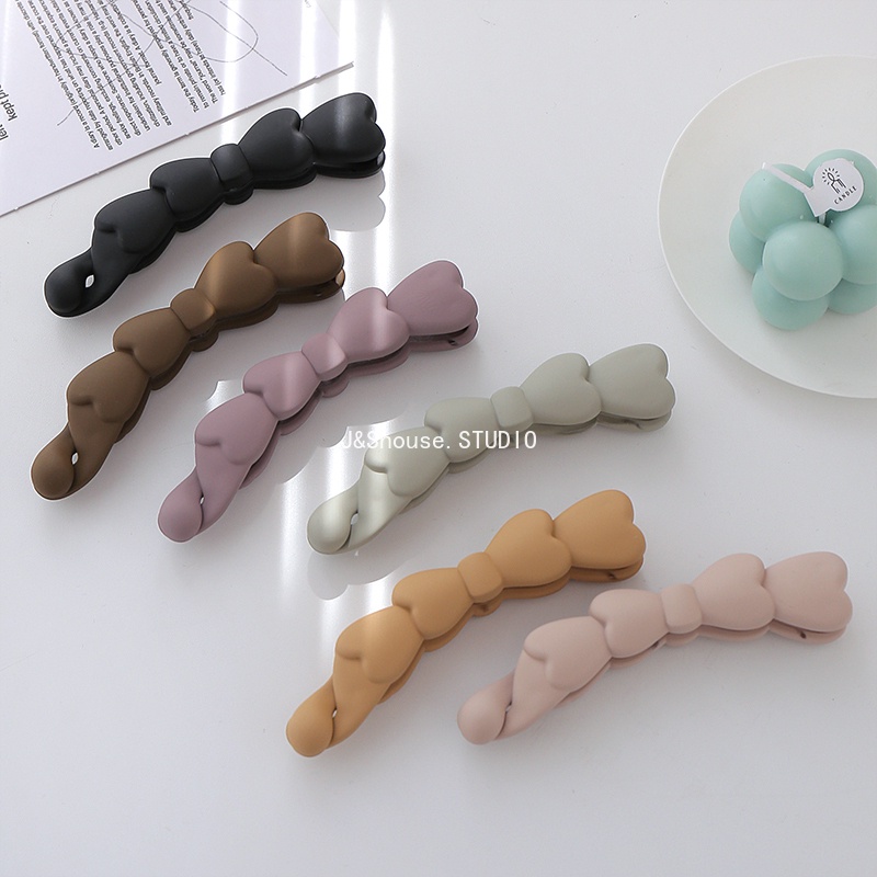 Kf727 กิ๊บติดผม รูปกล้วย เนื้อแมตต์ ประดับโบว์ สไตล์เกาหลี สําหรับผู้หญิง