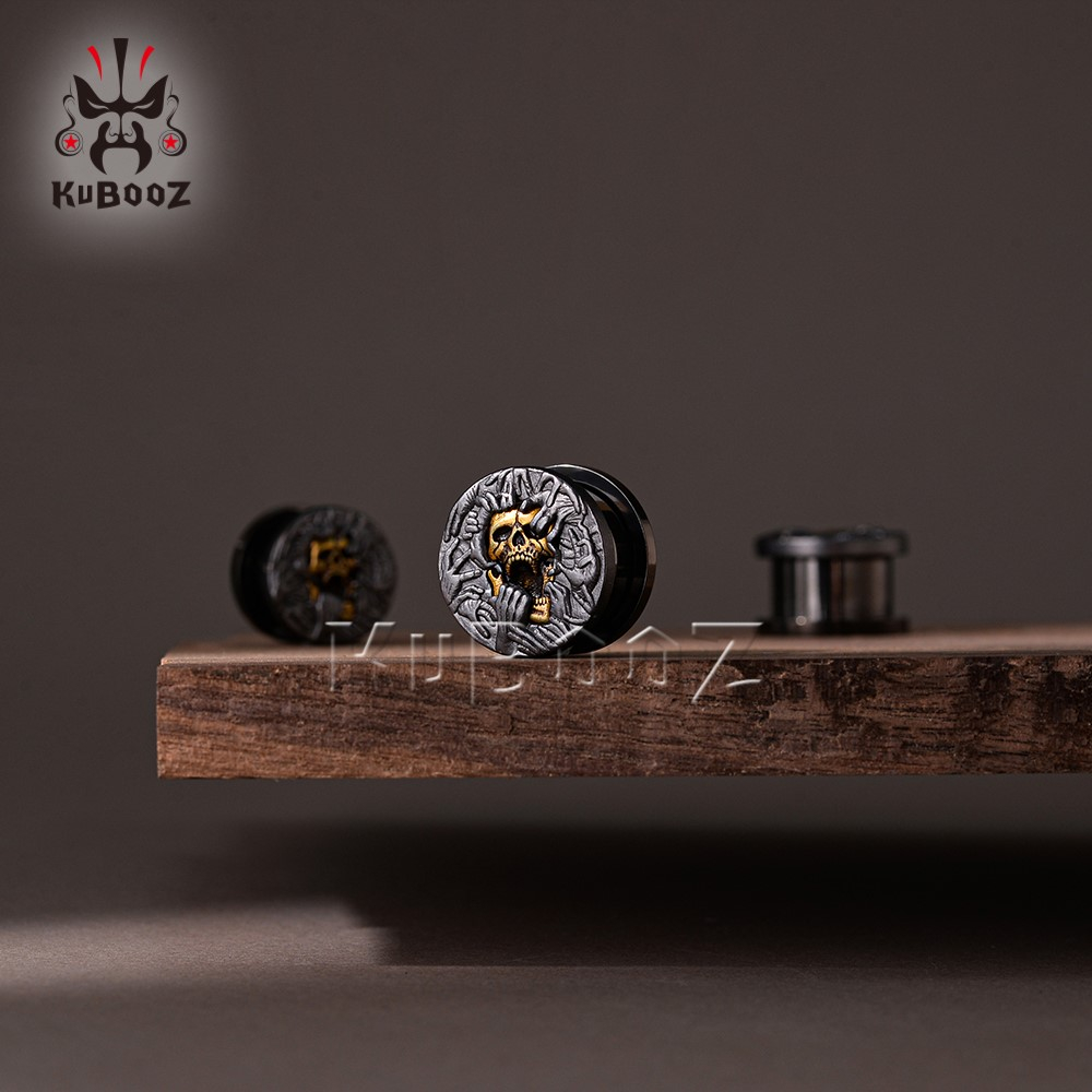 Kubooz 2 ชิ้น ที่เจาะหู ปลั๊ก เกจ อุโมงค์ ขยาย สกรู ยืด เครื่องประดับ