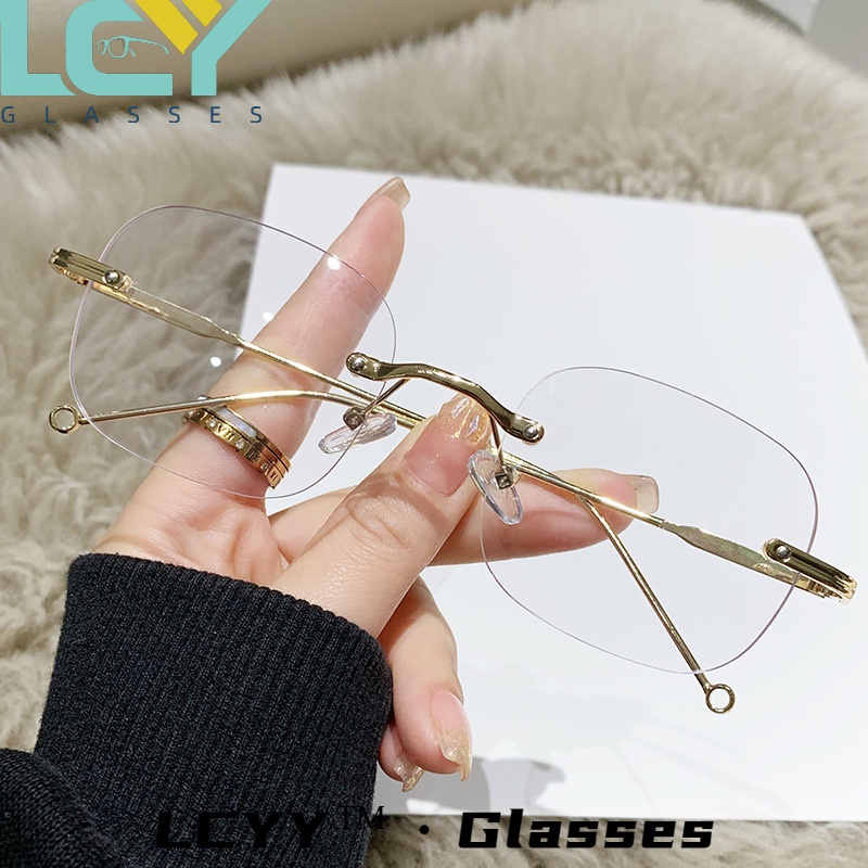 LCYY ใหม่แฟชั่นแว่นตาเปลี่ยนสีไม่มีขอบผู้หญิงแว่นตาป้องกันแสงสีฟ้า 5152