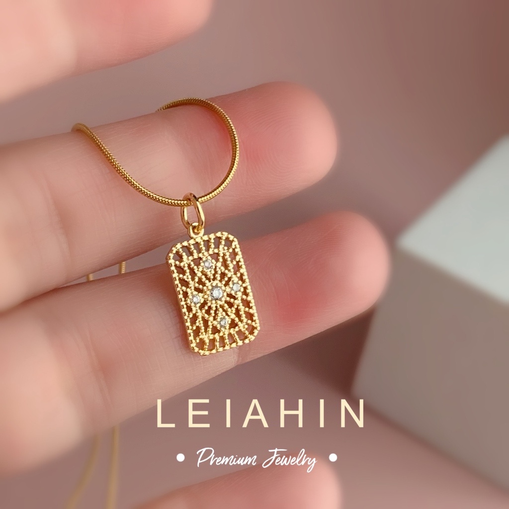 LEIAHIN สร้อยคอแฟชั่นสุภาพสตรี 18K ชุบทองมู่ลี่โซ่เชนเกาหลีการตั้งค่าแฟชั่นเกาหลี