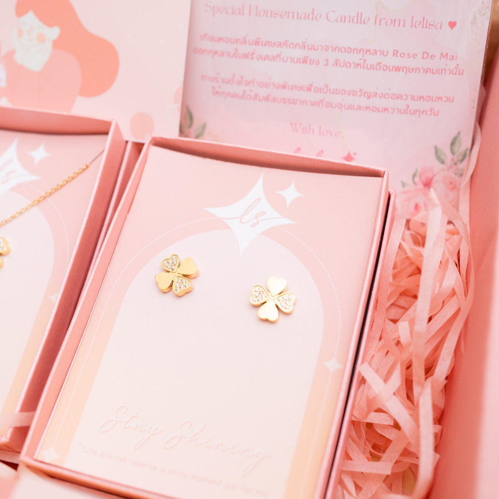 LELISA - Clover Earring ต่างหูโคลเวอร์แห่งความโชคดี - สแตนเลสแท้ ไม่ลอก ไม่ดำ แพ้ง่ายใส่ได้
