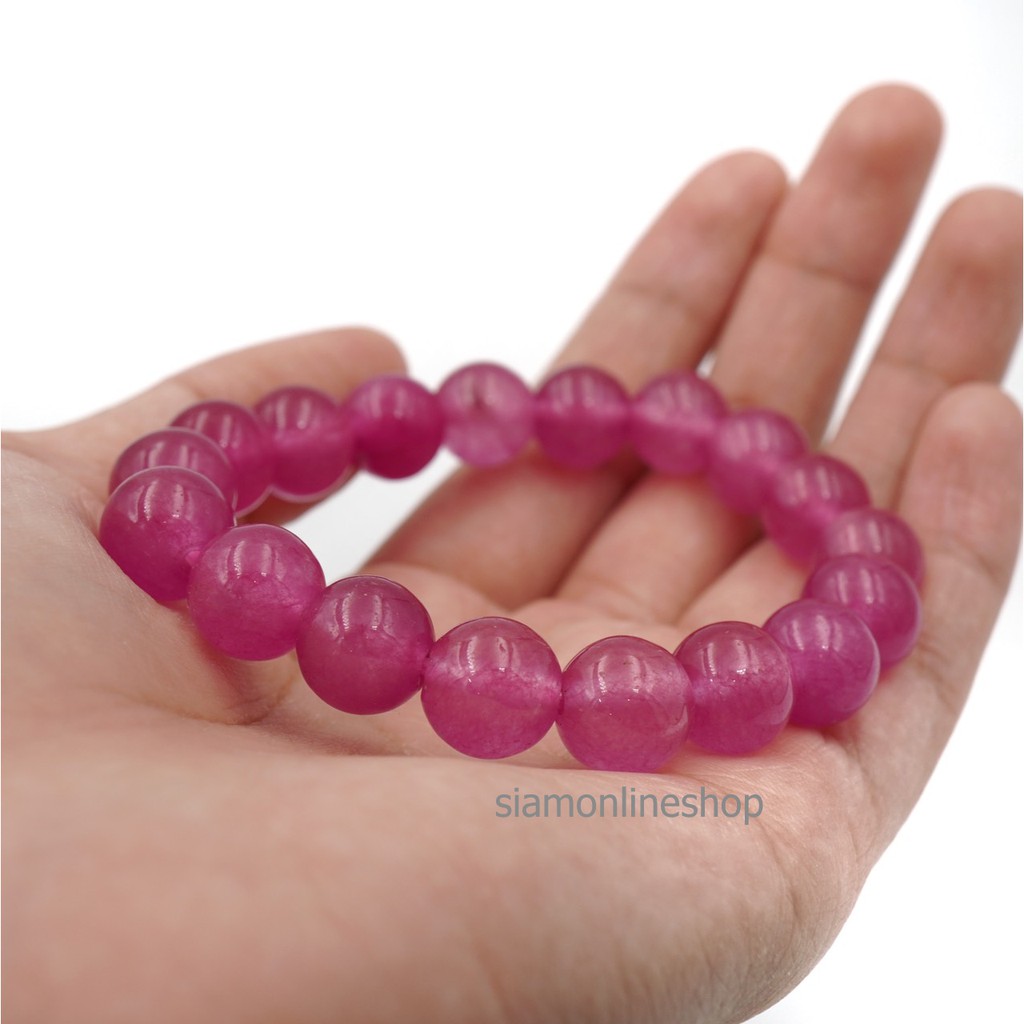 LUCKYSTONE หินสีนำโชค โทนสีชมพูเข้ม ขนาด 10 มม. by siamonlineshop