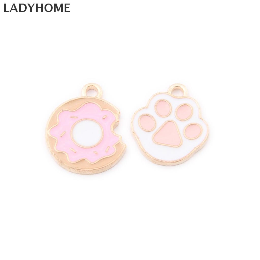 Ladyhome จี้รูปอุ้งเท้าน่ารัก โลหะผสมสังกะสี สําหรับทําเครื่องประดับ DIY 10 ชิ้น/ล็อต