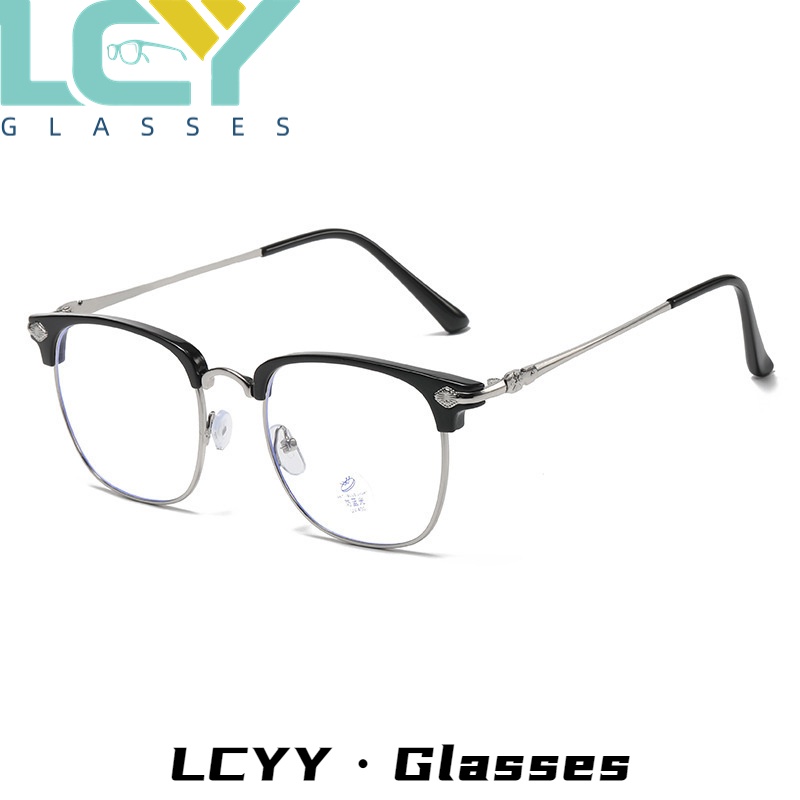 Lcyy2022 ใหม่ แว่นตา กรอบโลหะ ป้องกันแสงสีฟ้า สไตล์เรโทร สําหรับผู้ชาย -0°-5.0°/820