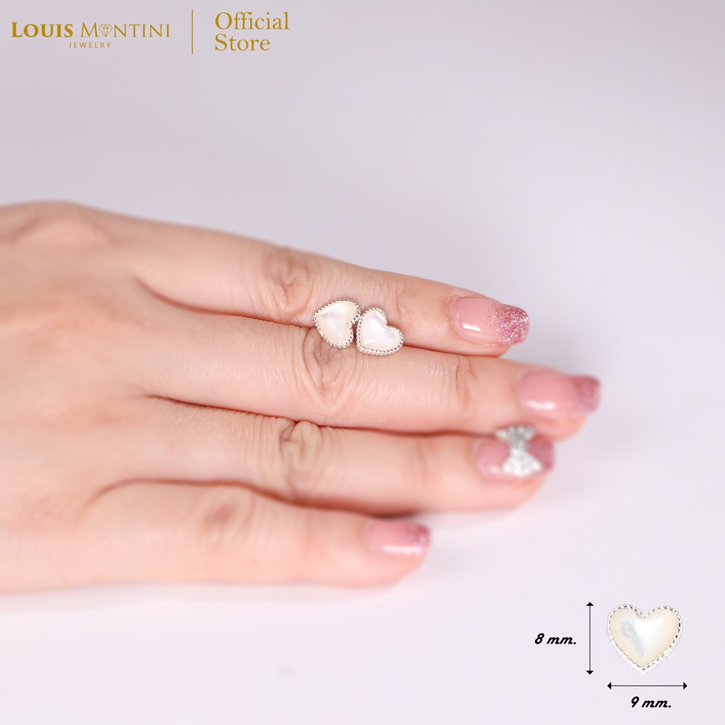 Louis Montini (Jewelry) Sterling Silver 925 Earrings ต่างหูเงินแท้ 92.5% ต่างหูผู้หญิง ฝังหินมงคล รูปหัวใจ LJER10