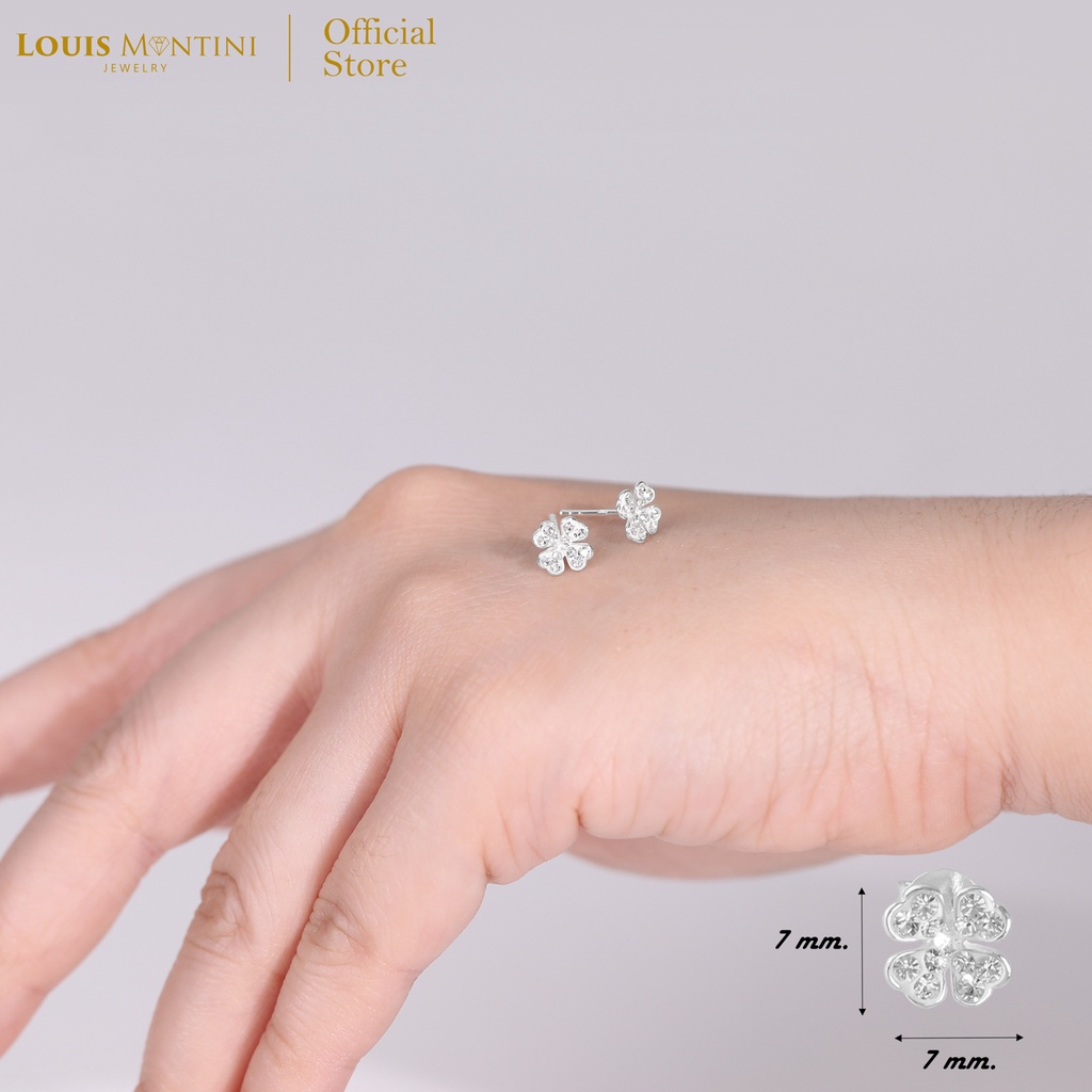 Louis Montini (Jewelry) Sterling Silver 925 Earrings ต่างหูเงินแท้ 92.5% ต่างหูผู้หญิง รูป Clover LJER31