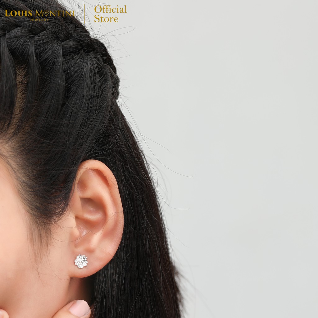 Louis Montini (Jewelry) Sterling Silver 925 Earrings ต่างหูเงินแท้ 92.5% ต่างหูผู้หญิง รูปดอกไม้ LJER05