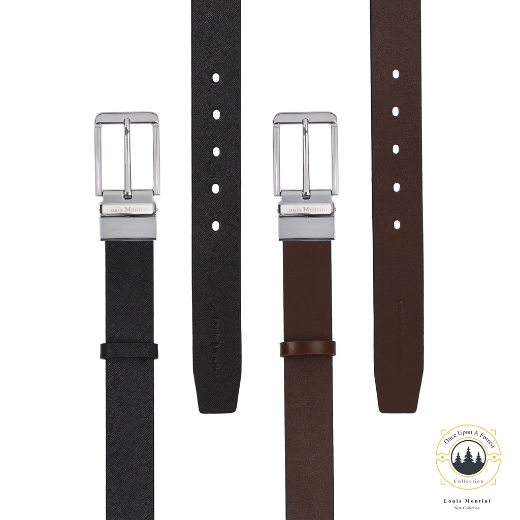 Louis Montini (Once Upon A Forrest) เข็มขัดผู้ชาย Men Belt เข็มขัดหนังวัวแท้หัวหมุน MGN237