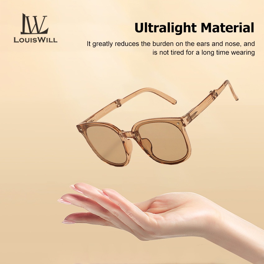 Louiswill แว่นตากันแดด เลนส์โพลาไรซ์ ทรงกลม พับได้ UV400 สําหรับผู้หญิง