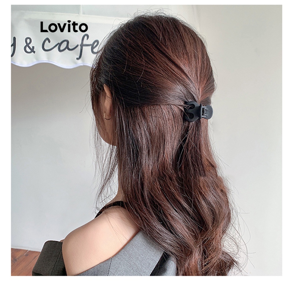 Lovito กิ๊บติดผมลำลอง เบสิก สีพื้น สำหรับผู้หญิง LNA09050 (สีขาว/ชมพู/ดำ)