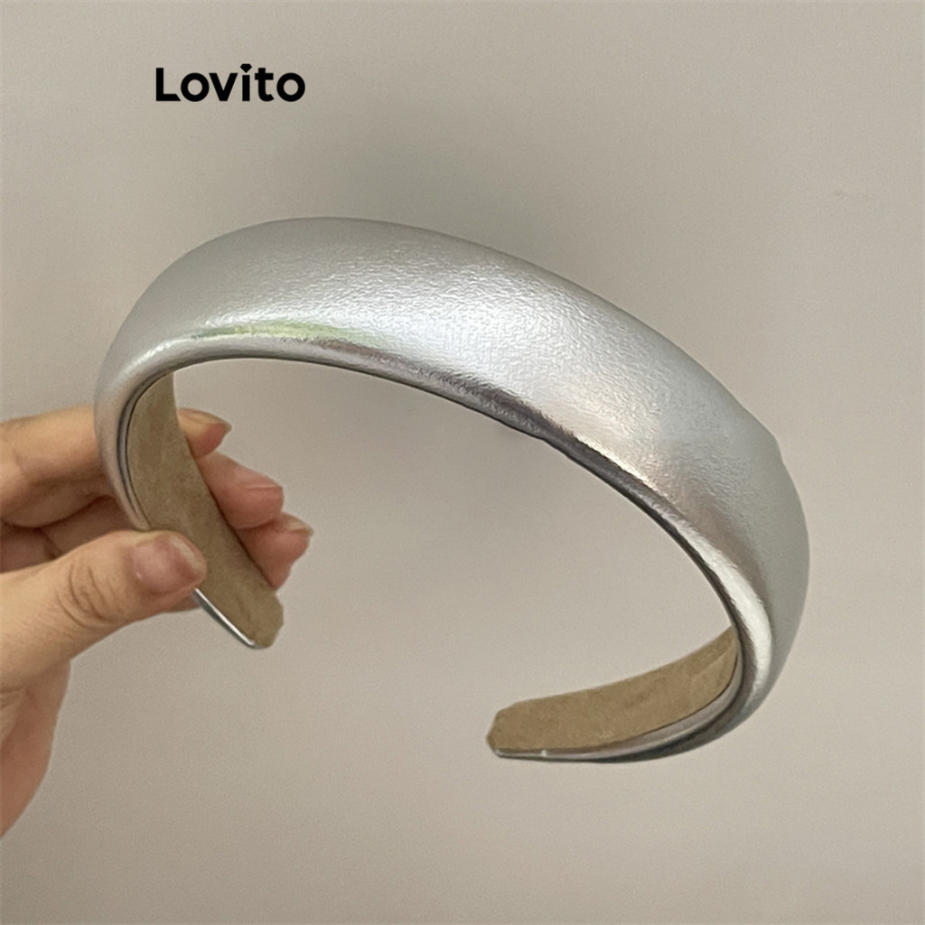 Lovito ที่คาดผมโลหะ เนื้อเรียบ ลําลอง สําหรับผู้หญิง LFA16215