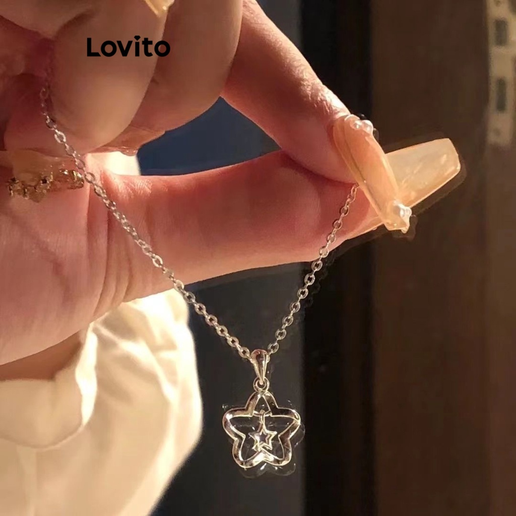 Lovito สร้อยคอผีเสื้อ ลําลอง สําหรับผู้หญิง LFA06132 (สีเงิน)