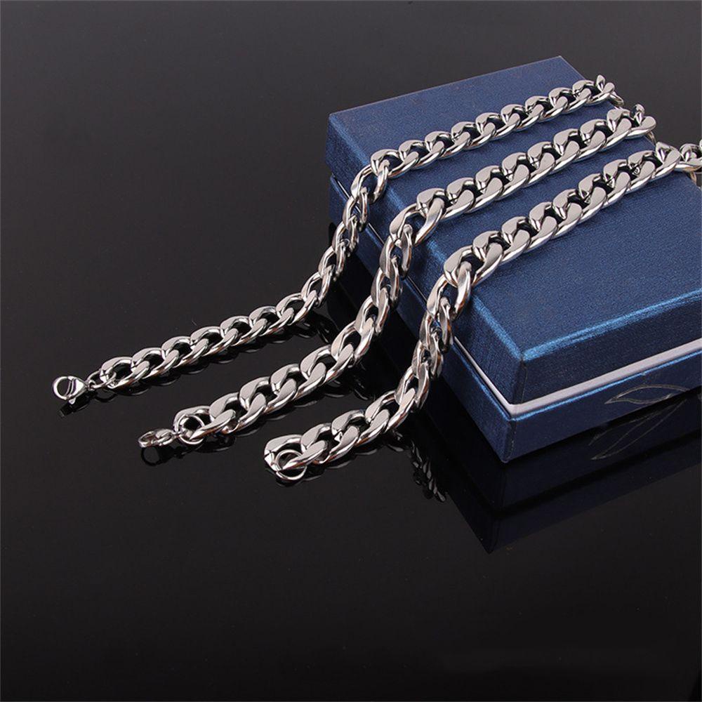 MAX 5/7/9/MM Men Stainless Steel Necklace Cool Metal Collar Cuban Chain Gold Silver Fashion Punk Gothic Choker Heavy Link