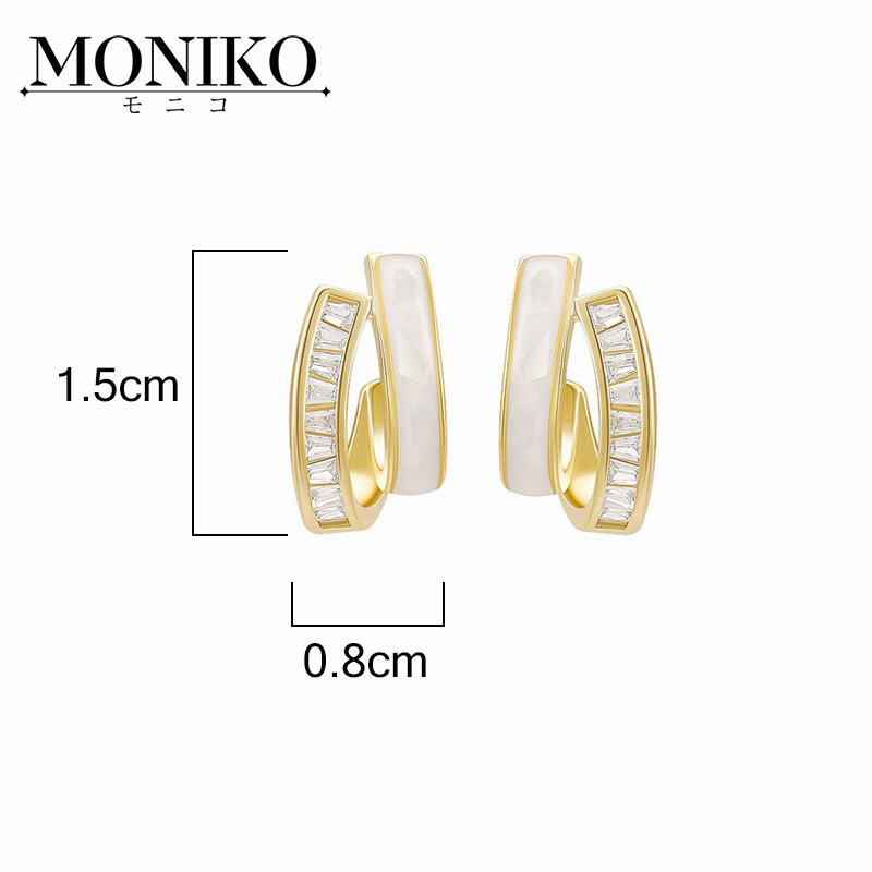 MONIKO ต่างหูเปลือกหอยต่างหูแบบสองชั้นสําหรับผู้หญิง แฟชั่นสาวหวาน เครื่องประดับหู