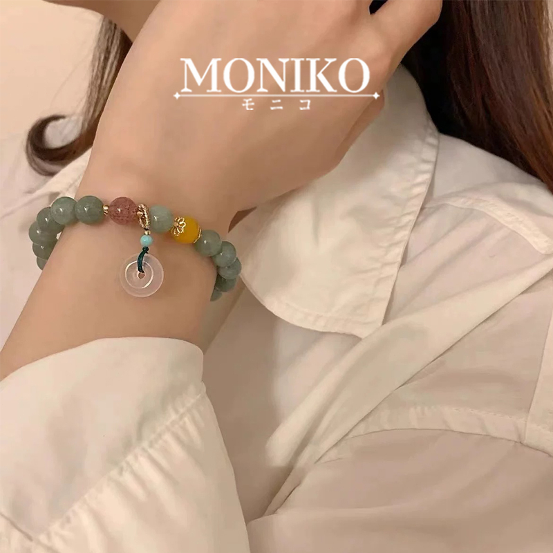 MONIKO สร้อยข้อมือหยก เครื่องประดับ ของขวัญ ย้อนยุค มรกต อินเทรนด์ สําหรับผู้หญิง