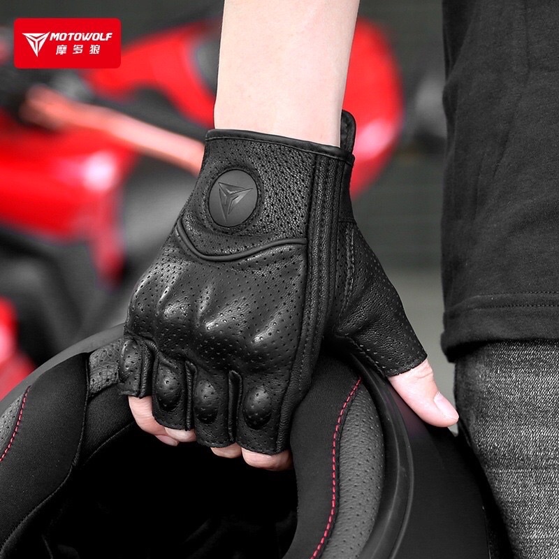 MOTOWOLF MDL 0302B ถุงมือหนังแท้ สำหรับขี่มอเตอร์ไซค์