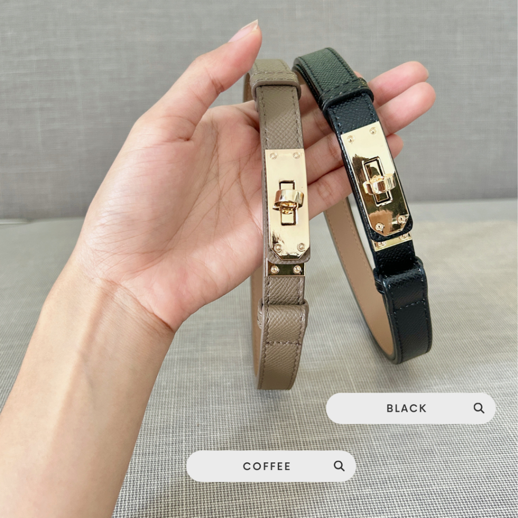 Maplepie - Elis Belt ✨ เข็มขัดหนังเส้นเล็ก 22-36” รูดปรับสายตามไซส์ไม่ต้องเจาะรู