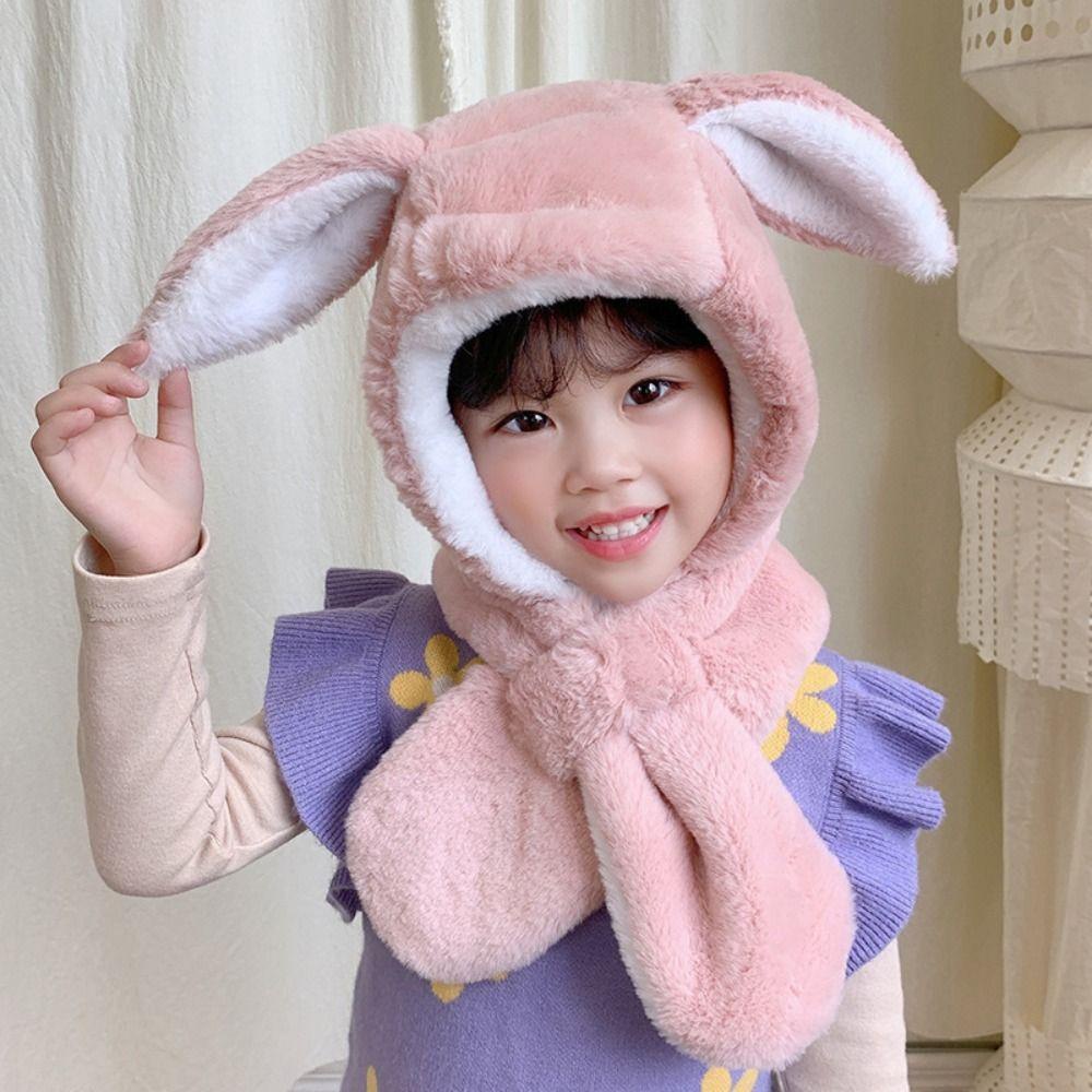 Mh หมวกผ้ากํามะหยี่ขนนิ่ม ลายการ์ตูนน่ารัก ให้ความอบอุ่น