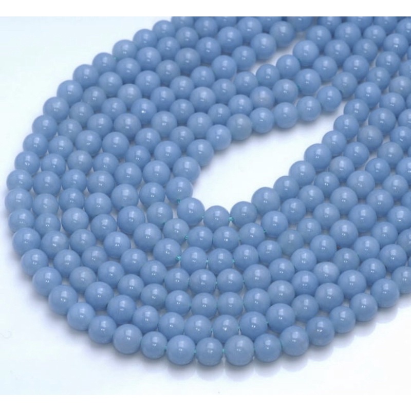 Natural Angelite Stone Beads Strand  6 mm 8mm Round Bead 42 cm long strand available