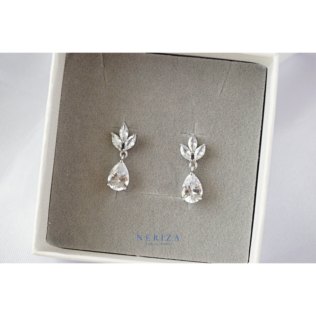 Neriza Jewelry/ต่างหูระย้าเพชรสังเคราะห์ ประกายเทียบเท่าเพชรแท้ NE049