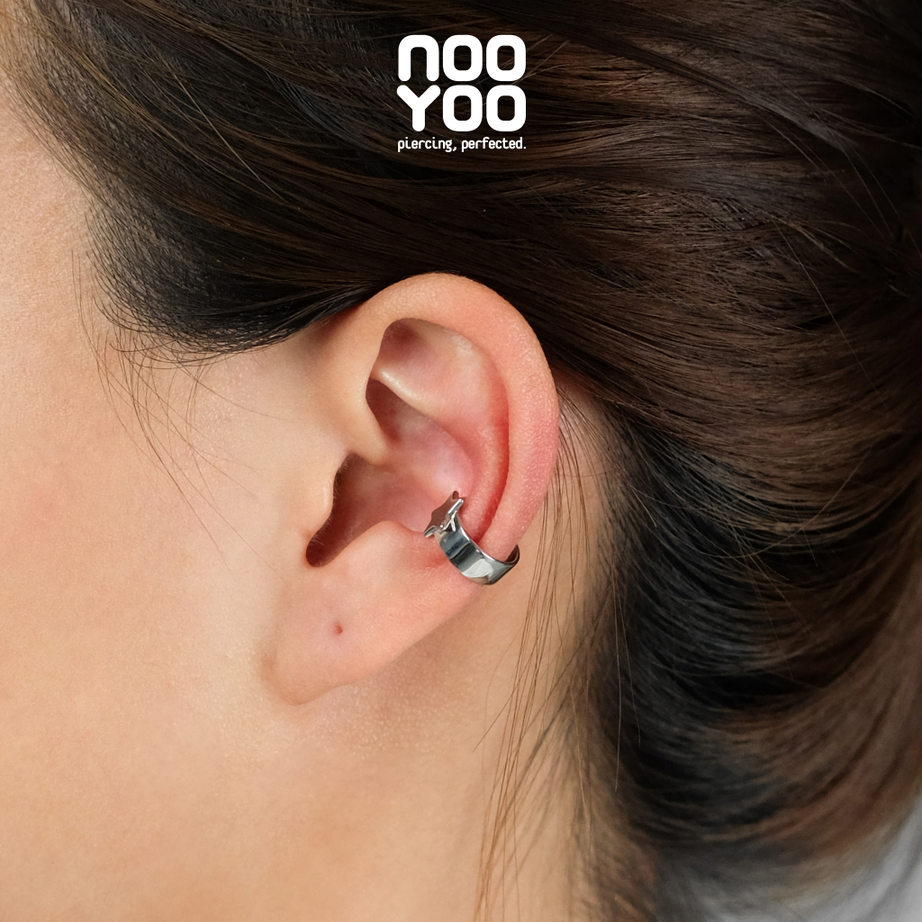 NooYoo ต่างหูสำหรับผิวแพ้ง่าย Single STAR Ear cuff Surgical Steel