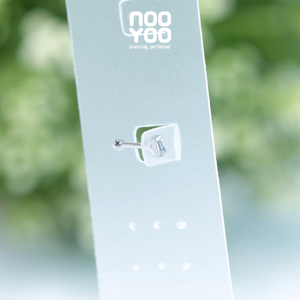 NooYoo ต่างหูสำหรับผิวแพ้ง่าย จิว Micro CZ (Single / Baguette)
