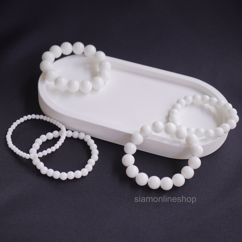 OPAL หินโอปอลสีขาว เลือกขนาดเม็ดหินได้ ( 4/6/8/10/12 มม. ) หินมงคล หินแห่งความปรารถนา by siamonilneshop