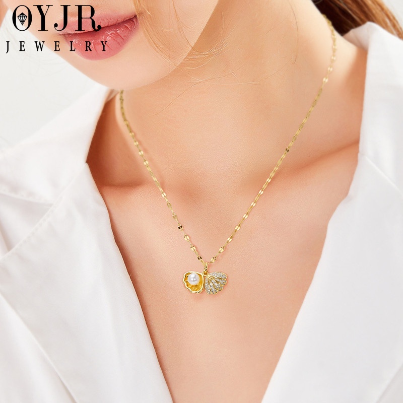 OYJR สร้อยสแตนเลส สร้อยคอแฟชั่นจี้เปลือกหอยสวยๆสำหรับผู้หญิง