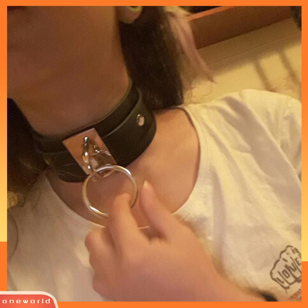 OneWorld@ O Ring Pendant Collar Faux Leather โชเกอร์  Punk Necklace