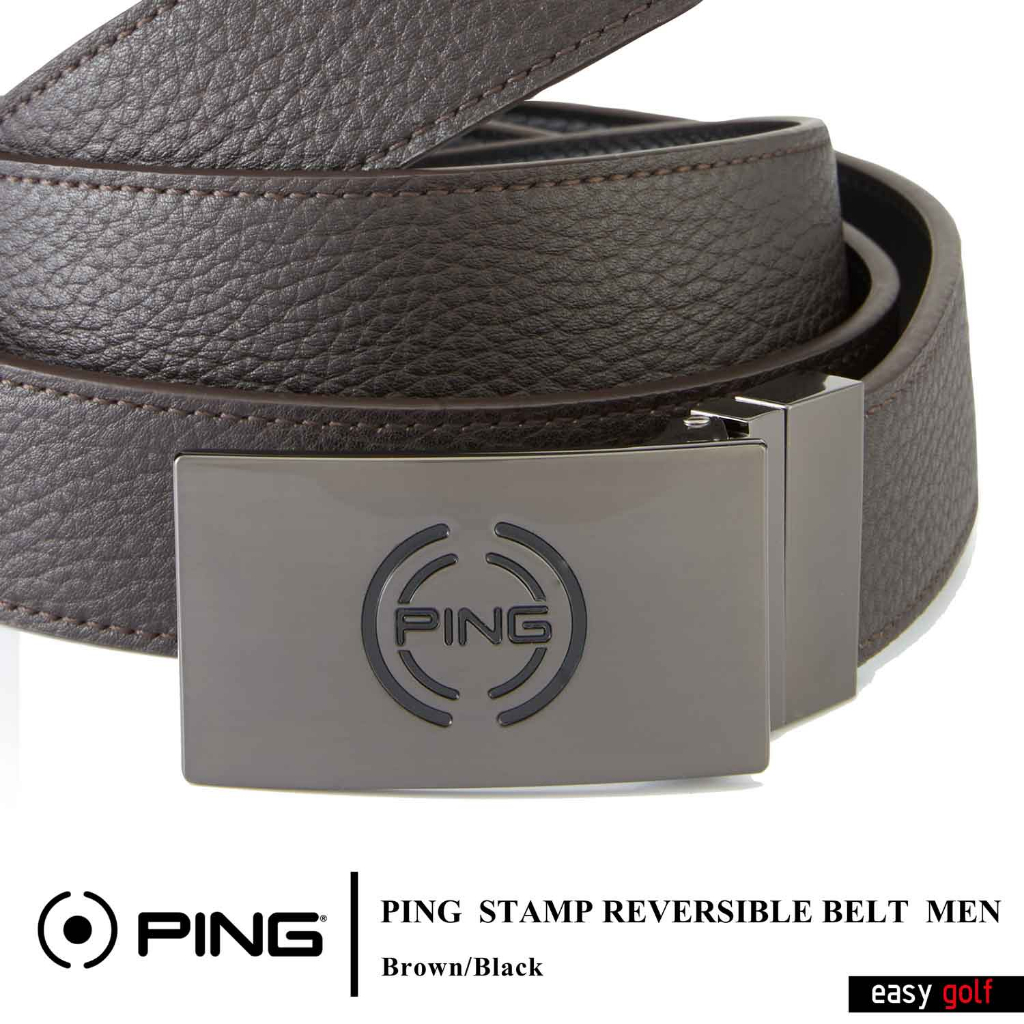 PING STAMP REVERSIBLE BELT  PING  BELT  เข็มขัดผู้ชาย เข็มขัดหนัง