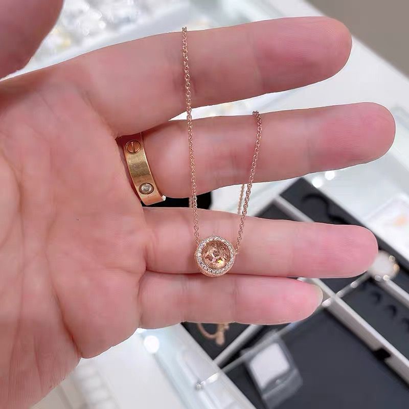 Pandora สร้อยคอเงิน 925 จี้เพชรเพทาย 18K สีโรสโกลด์ คลาสสิก เครื่องประดับแฟชั่น สําหรับผู้หญิง