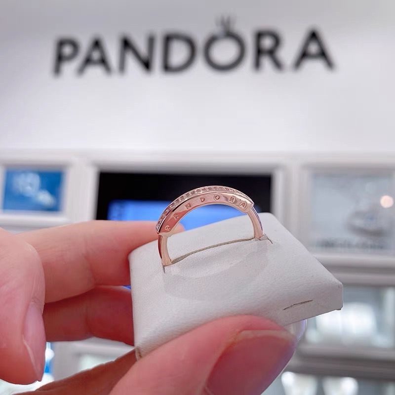 Pandora แหวนเงิน 925 ประดับเพชร เพทาย ลูกบาศก์ เครื่องประดับสตรี