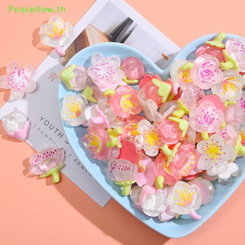 Peacellow ดอกซากุระเรซิ่น ขนาดเล็ก 10 ชิ้น สําหรับตกแต่งบ้าน เค้ก โทรศัพท์ DIY