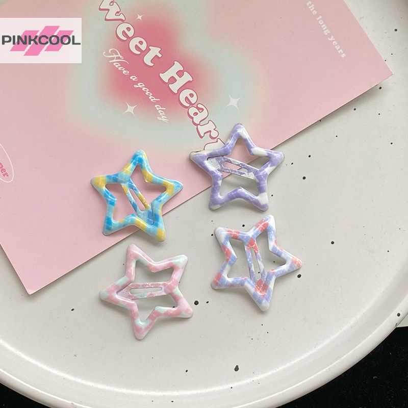 Pinkcool กิ๊บติดผม รูปดาวห้าแฉก สีแคนดี้ น่ารัก สไตล์ฮาราจูกุ สําหรับผู้หญิง 2 ชิ้น