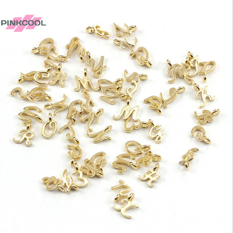 Pinkcool ขายดี จี้ตัวอักษร A-Z สีทอง สําหรับทําเครื่องประดับ DIY 26 ชิ้น