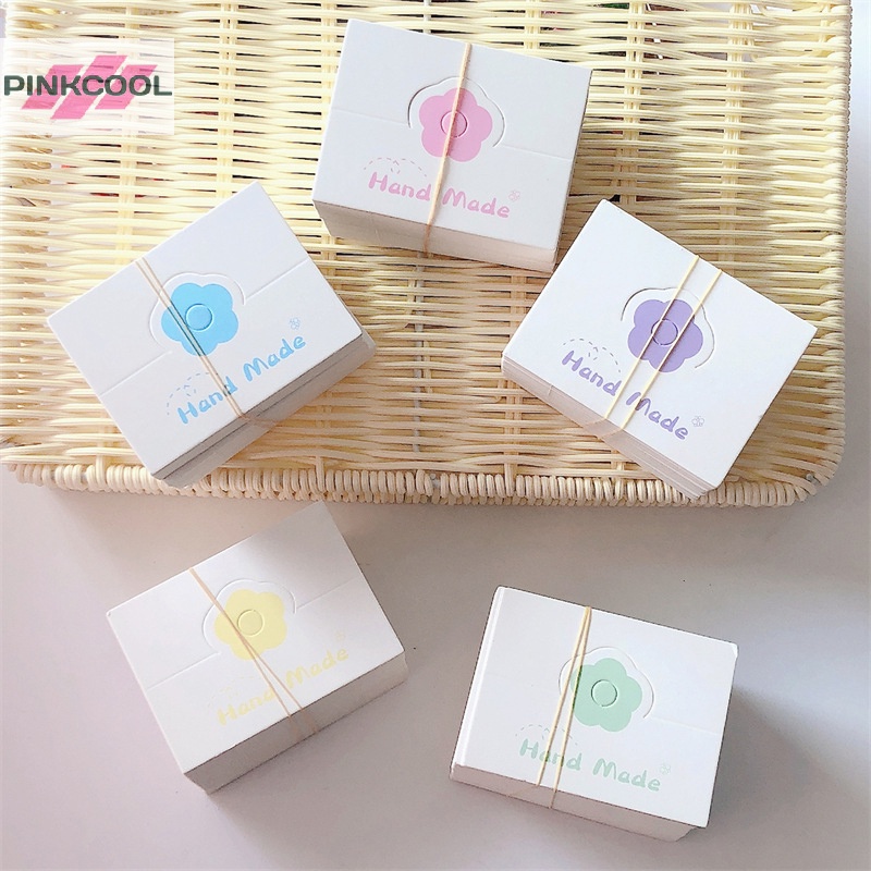 Pinkcool ขายดี ถุงกระดาษแข็ง ลายดอกไม้ สําหรับใส่กิ๊บติดผม สร้อยคอ สร้อยข้อมือ ต่างหู 50 ชิ้น