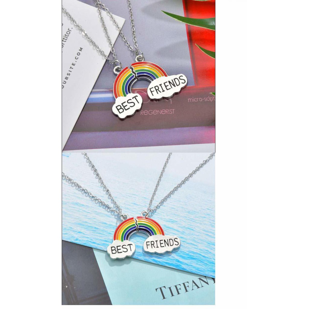 (Q-80) สร้อยคอแฟชั่น สร้อยคู่ สายรุ้ง ซื้อ 1 ได้ถึง 2 เส้น