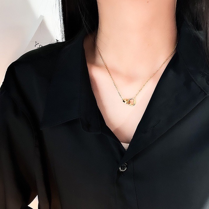 RAISS สร้อยสแตนเลส จี้หัวใจเครื่องประดับแฟชั่นเกาหลี ไม่ลอกดำใส่อาบน้ำได้